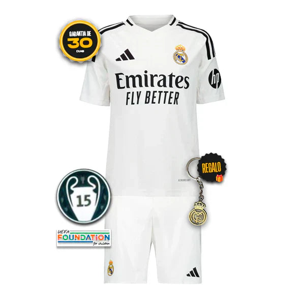 Camiseta Real Madrid 24/25 - Niños (Pantalón Corto Incluido)