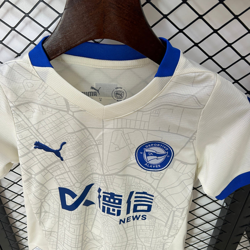 Camiseta DEPORTIVO ALAVÉS 24/25 - Niños (Pantalón Corto Incluido) (Medidas en la Descripción)