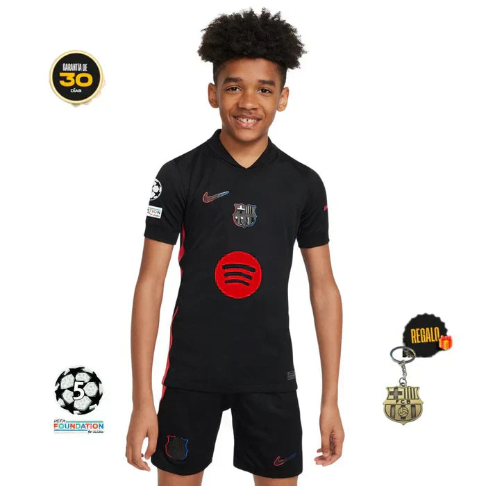 Conjunto Barcelona Niños Segunda Equipación 24/25 - Negra *OFICIAL* + 5 REGALOS 🎁