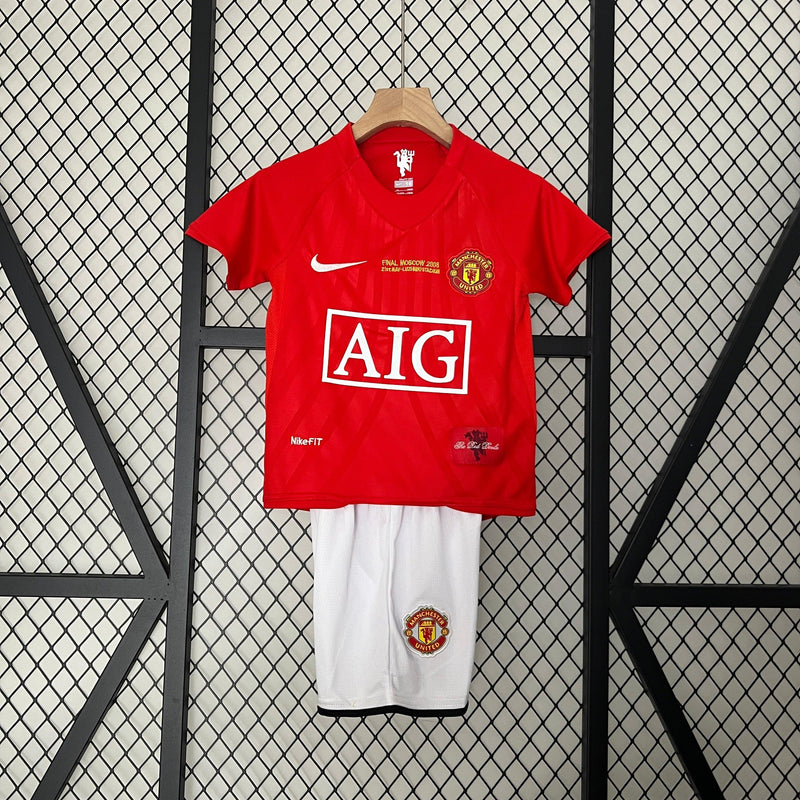 Camiseta Manchester United 07/08 - Niños (Pantalón Corto Incluido) RETRO - TIENDA LUXSHOP